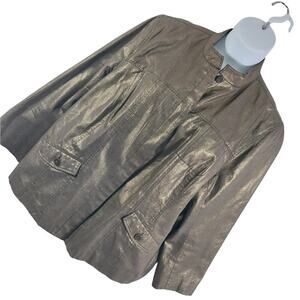 KORET! LUXE MIDNIGHT GOLD METALLIC BUTTON FRONT NEHRU JACKET, BLAZER! SZ 22W